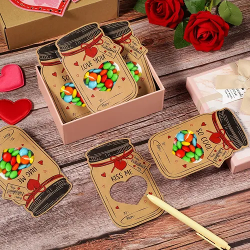 Miniatura 5 de Paquete de 40 tarjetas de San Valentín para niños, tarros de tarjetas de San Valentín para niños, regalos únicos de San Valentín para niños y niñas
