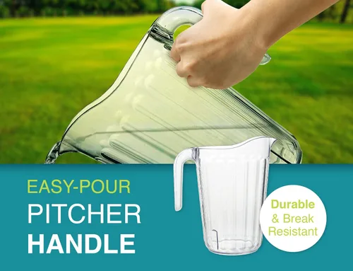 Miniatura 8 de Arrow - Jarra de plástico transparente, 60 onzas, diseño apilable que ahorra espacio, apta para lavavajillas, ideal para agua, cerveza y jugo, sin