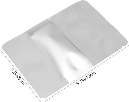 Miniatura 2 de 100 bolsas resellables con cremallera aluminizadas con soporte de ventana transparente, bolsa de almacenamiento para frutos secos, semillas de té