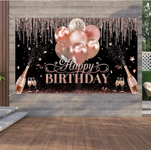 Miniatura 5 de Fondo de oro rosa con purpurina para decoración de fiesta de cumpleaños para mujeres y niñas, fondo de fotografía, suministros de decoración de baby