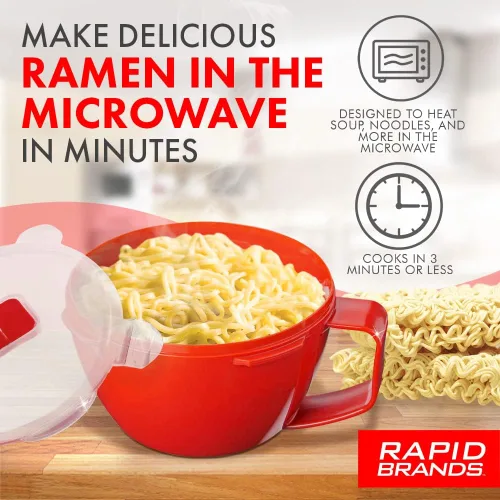 Miniatura 2 de Rapid Plastic - Tazón de fideos o sopas de plástico Sopa y fideos para microondas en cuestión de minutos, perfecto para dormitorio, cocina pequeña