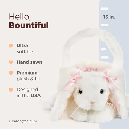 Miniatura 2 de Bearington - Cesta de Pascua de peluche con diseño de conejito marrón, 12 x 13 pulgadas