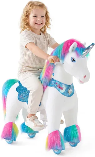 Miniatura 14 de PonyCycle Paseo a caballo en poni modelo avanzado Y peluche marrón caballo juguete para niños tamaño 3 para edades 3 a 4, caballo mecedora