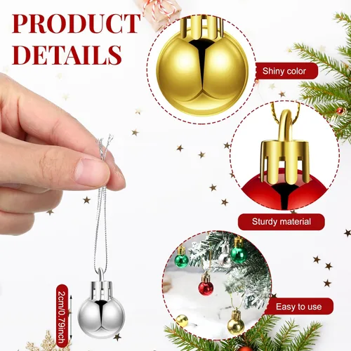 Miniatura 2 de Poen 200 Piezas Mini Adornos de Bolas de Navidad de 0.79 Pulgadas Bolas de Árbol de Navidad Adornos Miniatura para Árbol Coloridos Colgante
