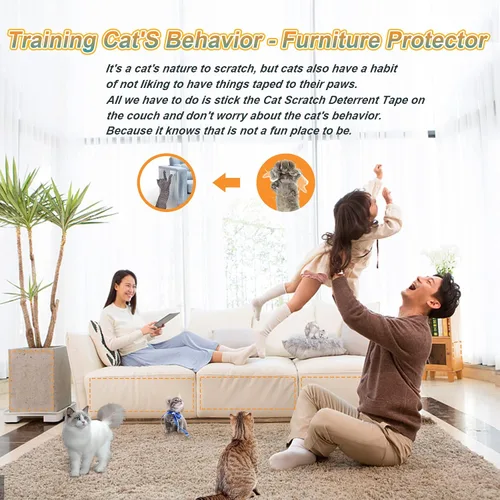 Miniatura 5 de Paquete de 20 cintas disuasorias para gatos, protector de muebles de arañazos para gatos, cinta adhesiva transparente de doble cara anti arañazos