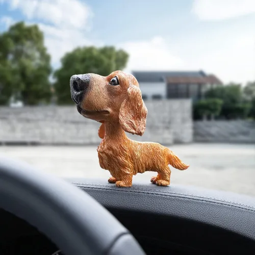 Miniatura 5 de Perros de juguete con cabeza móvil para decorar el auto., dachshund Perro salchicha