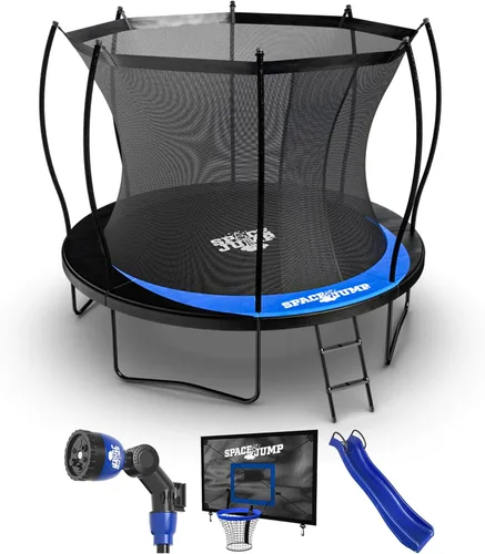 Miniatura 22 de SpaceJump Lunar Trampoline, Outdoor 8 FT, 10 FT, 12 FT, 14 FT, 16 FT Round Bouncer with Safety Net, Optional Accessories, Black