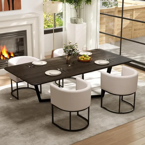 Miniatura 12 de RIVOVA Silla de Comedor Tapizada, Sillón Lateral Moderno Tipo Barril Tapizado, Sillas de Comedor Tapizadas, Cómodo Sillón, Silla Lateral de Cocina