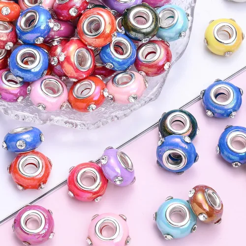 Miniatura 5 de 40 cuentas acrílicas de 0.315 x 0.591 in, cuentas focales para bolígrafos, cuentas planas de acrílico a granel, diamantes de imitación AB