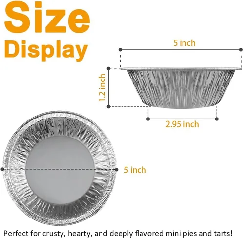 Miniatura 2 de Mini moldes de papel de aluminio de 5 pulgadas para tartas – Latas pequeñas desechables para panaderías, cafeterías, restaurantes – Mini sartenes