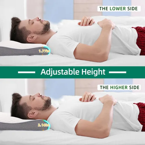 Miniatura 5 de SUQ I OME Slim Sleeper-Thin Memory Foam Pillow, de perfil delgado y bajo, para dormir boca abajo, 23.6 x 13.7 x 2.4/1.9 pulgadas, firme