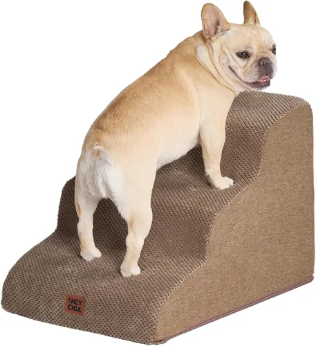 Miniatura 35 de EHEYCIGA Rampa de escaleras curvadas para perros pequeños de 15.7 pulgadas de alto, escalones para perros de 3 escalones para sofá y silla