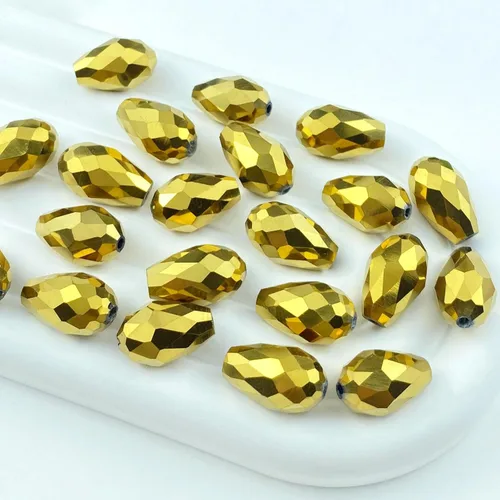 Miniatura 13 de 100 cuentas de cristal de lágrima de 0.236 x 0.315 pulgadas, forma facetada, agujero vertical, cuentas de vidrio sueltas, manualidades, pulseras