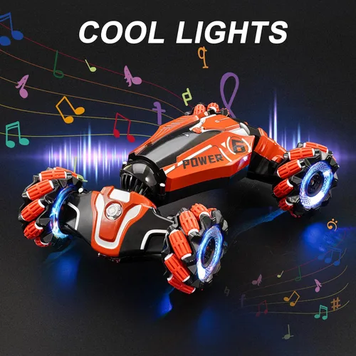 Miniatura 4 de Auto de acrobacias RC con detección de gestos, vehículo de control remoto con tracción en las 4 ruedas, vehículo todo terreno con derrape Rojo