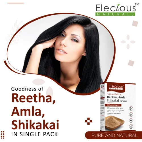 Miniatura 3 de Elecious Naturals Amla, Reetha, Shikakai Polvo para el cabello 3 en 1 Limpiador natural del cabello 100% natural, sin químicos, sin conservantes