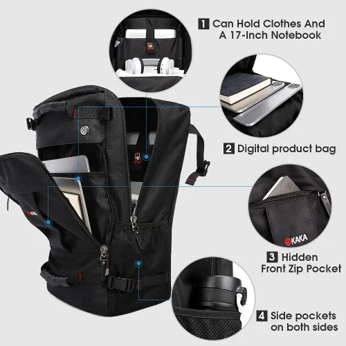 Miniatura 2 de KAKA Mochila de viaje, bolsa de mano, resistente al agua, aprobada por vuelo, mochila de fin de semana, mochila para hombres y mujeres