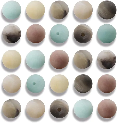 Miniatura 48 de 100 cuentas de jade birmano liso natural de 0.236 pulgadas (0.236 in), cuentas redondas sueltas de piedras preciosas para fabricación de joyas