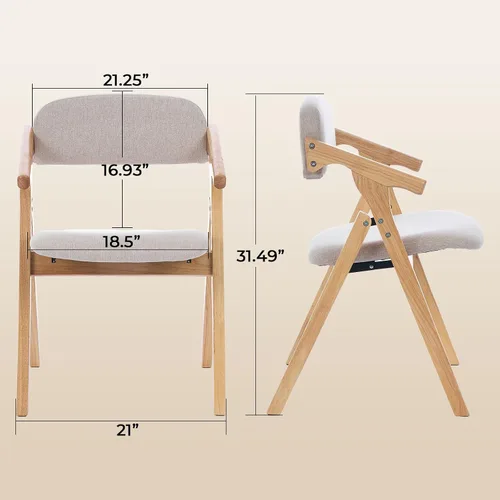 Miniatura 3 de Sillas plegables con asientos acolchados, silla de comedor apilable de madera, sillas de comedor plegables fáciles de almacenar para cocina, sala