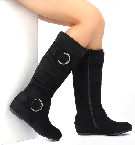 Miniatura 6 de DREAM PAIRS Women's Wide Calf Knee High Boots, Fur-lined Low Hidden Wedge Boots