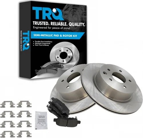 Miniatura 174 de TRQ Juego de pastillas de freno semimetálicas traseras y rotores compatibles con Chevrolet Trailblazer 02-06 Trailblazer EXT 04-06 SSR 02-07 GMC