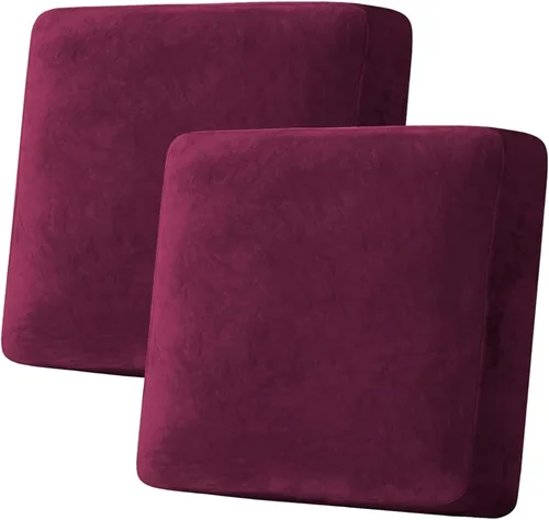 Miniatura 180 de H.VERSAILTEX - Funda de terciopelo elástica y afelpada para protección de cojines de sofá biplaza, silla o sofá, 2 piezas, tamaño grande, color gris