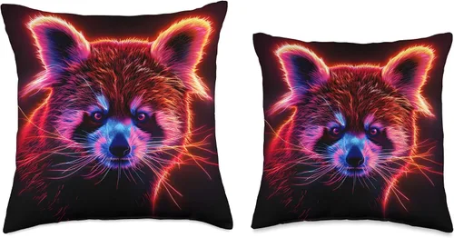 Miniatura 3 de Retro Art Red Panda Throw Pillow