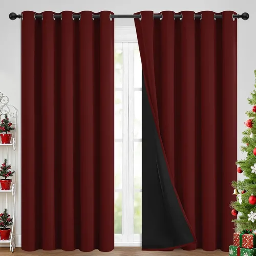 Miniatura 361 de Yakamok Cortinas negras, cortinas de ventana con aislamiento térmico y eficiencia energética para dormitorio, cortinas opacas completas y cortinas