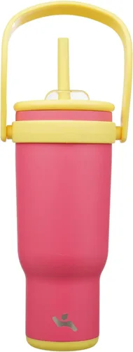 Miniatura 35 de Konokyo Vaso de 14 onzas con asa lateral, botella de agua aislada con popote y tapa 2 en 1, taza de acero inoxidable, taza de café de viaje