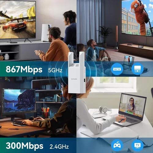Miniatura 3 de Tenda Extensor de alcance WiFi AC1200 - Extensor WiFi con puerto Gigabit Ethernet, amplificador de señal doméstica de 1.2 Gbps, doble banda, hasta