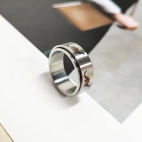 Miniatura 6 de Anillos giratorios punk de dinosaurio para mujeres, niñas y hombres, hipoalergénico de acero inoxidable, para aliviar el estrés, ansiedad
