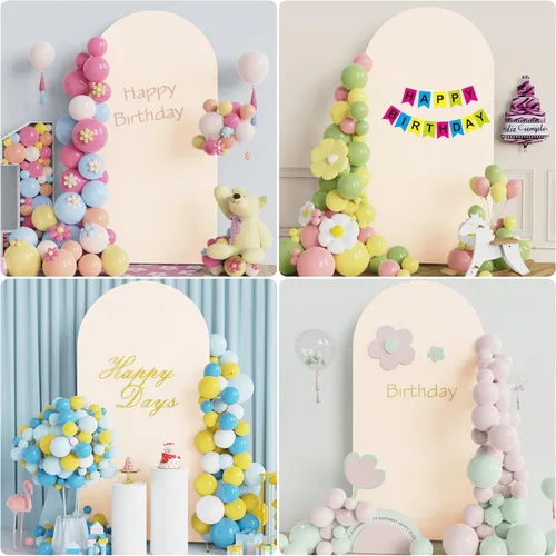Miniatura 5 de Wokceer Funda para Arco de Boda de 6.6 Pies de Spandex Ajustada Cubiertas para Soporte de Arco de Boda Parte Superior Redonda Chiara Funda de Telón