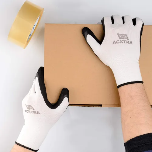 Miniatura 7 de ACKTRA - Guantes de trabajo de nailon recubiertos de poliuretano premium, 12 pares, puño tejido, para jardinería y uso general, para hombres