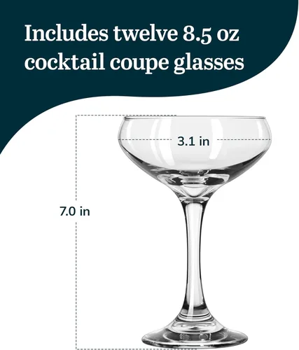 Miniatura 3 de Libbey 3055 Perception - Juego de 12 copas de cóctel de coupé, elegantes y curvas, copas de Martini Coupé de 8.5 onzas con tallo de champán