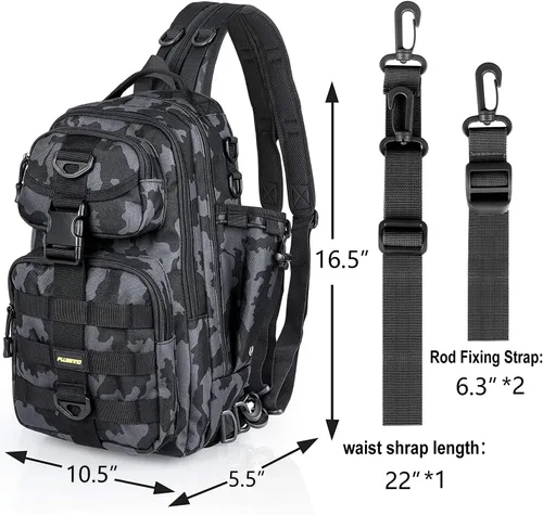 Miniatura 2 de PLUSINNO - Bolsa de almacenamiento para mochila de pesca, mochila de hombro para exteriores, bolsa de equipo de pesca, mochila de pesca resistente
