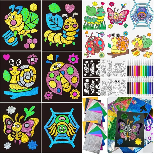Miniatura 8 de Cinrobiye Juego de 24 piezas de papel de aluminio de Hanukkah para manualidades, kit de pintura de Janucá, papel de arte, actividades para colorear