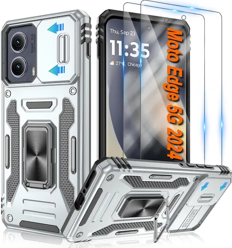 Miniatura 113 de Atump Funda para Motorola Moto G Play 2024 (4G) con [paquete de 2] protector de pantalla HD y cubierta para cámara deslizante, soporte de anillo
