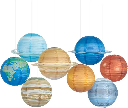 Miniatura 7 de Faroles de papel de pesca Bobber redondos, 12 linternas de papel colgantes rojas y blancas para pescadores, suministros de decoración de fiestas