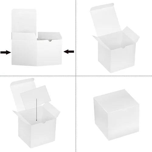 Miniatura 5 de Xxcxpark 48 cajas de regalo blancas de 4 x 4 x 4 pulgadas, caja decorativa de regalo de regalo con tapa para manualidades, cubos, cupcakes, cajas