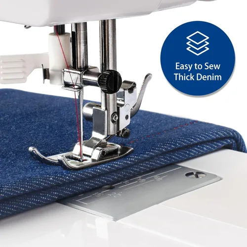Miniatura 3 de FEIYUE FYe310 Máquina de coser de tamaño completo con pedal de pie, resistente y portátil, potente servomotor, 25 puntadas integradas, 6 bobinas y 5