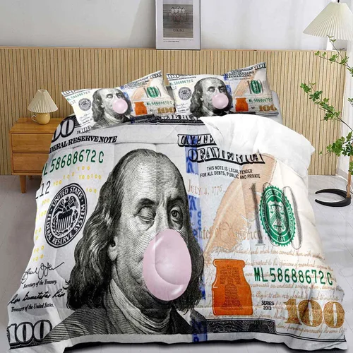 Miniatura 18 de LUVIVIHOME Juego de edredón de lujo de 2 piezas, tamaño individual, juego de ropa de cama de 100 dólares para niños y niños, divertida y fresca