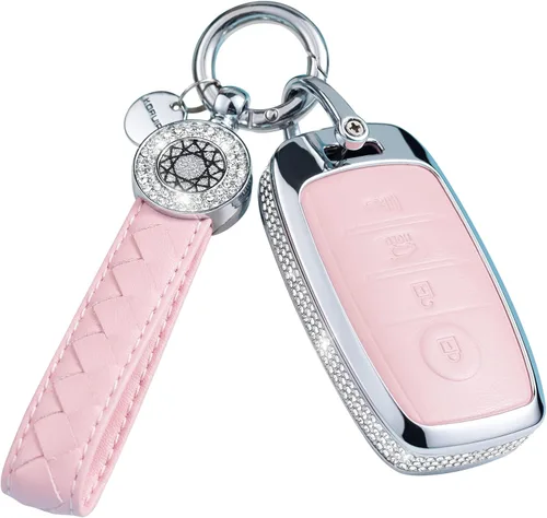 Miniatura 22 de Funda para Llave Honda con Llavero, Carcasa Protectora de Cuero Genuino Rosa con Cristales Compatible con Honda Accord Civic CRV Pilot Odyssey 2022