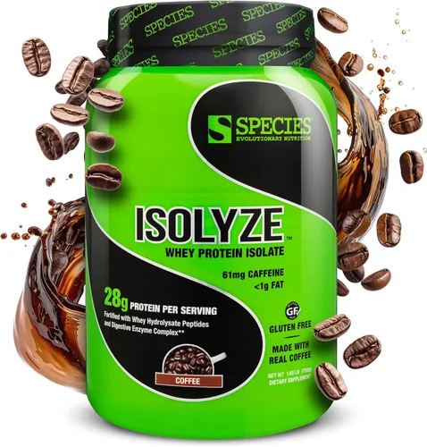 Species Nutrition Isolyze - Proteína de suero en polvo, 100% aislado de suero de leche para construcción muscular, 0.71 oz de proteína por
