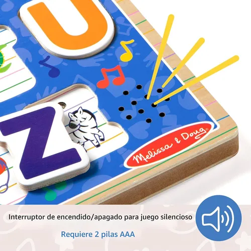 Miniatura 3 de Melissa & Doug® Ms. Rachel™ Rompecabezas de sonido del alfabeto fonético de madera con efectos de sonido activados por luz, juguetes para niños