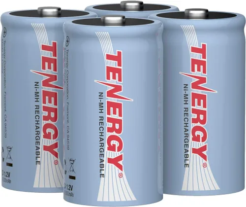 Tenergy Batería NiMH D de 10000 mAh, batería recargable de alta capacidad de tamaño D, baterías de celda D de alto drenaje para linterna, paquete de