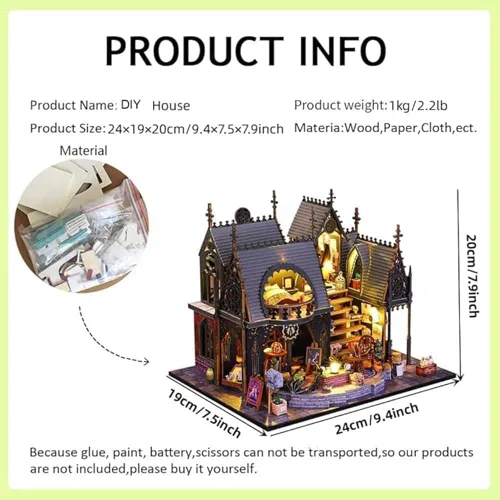Miniatura 5 de Rompecabezas de madera DIY modelo arquitectónico 3D Mini kit de muebles de casa de muñecas con música y luces LED, habitación creativa mejor