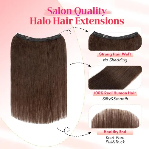 Miniatura 3 de Extensiones de cabello halo Rich Choices de pelo humano 100% Remy con alambre invisible en extensiones de cabello, pieza única, secreta, con línea