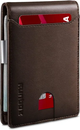 Miniatura 115 de RUNBOX - Carteras delgadas para hombre, cartera de piel con pinza para el dinero, cartera de bolsillo frontal con bloqueo RFID, tarjetero
