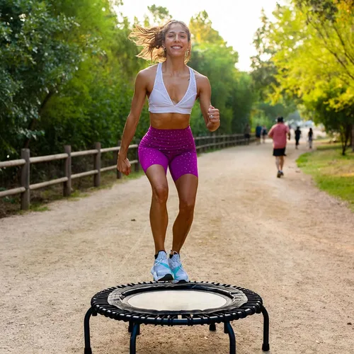 Miniatura 3 de JumpSport 350 PRO 39 Inch Fitness Trampoline Indoor Rebounder Cardio Workout Equipment 300 lb Capacity Negro mate