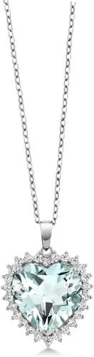 Miniatura 9 de Gem Stone King Collar de corazón de plata de ley 925 Collar con colgante de halo de amor para mujer 1/2 pulgada con cadena de plata
