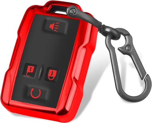 Miniatura 7 de QBUC Funda para llavero Chevy con llavero de TPU suave, compatible con Chevy Colorado, Silverado, Suburban Tahoe, GMC Sierra Yukon Canyon (A: negro)